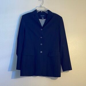 Ann Taylor Striped Wool Navy Blue Lined Jacket size 8